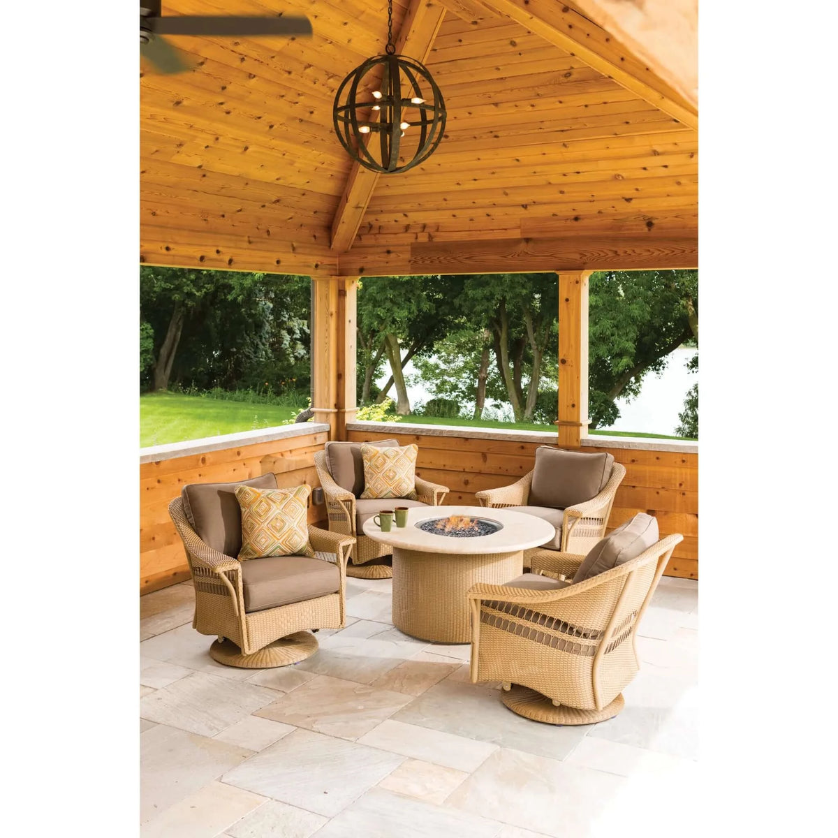 Lloyd Flanders Loom 48" Round Fire Table