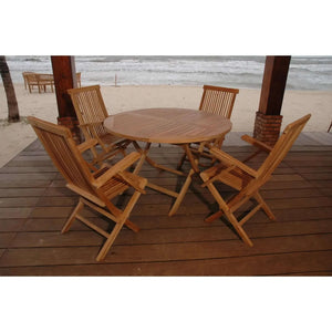 Anderson Teak Bahama Classic Folding Armchair 5-Pieces Dining Set