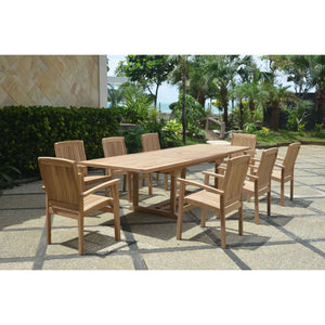 Anderson Teak Bahama Stackable Sahara 9-Pieces Rectangular Dining Set A