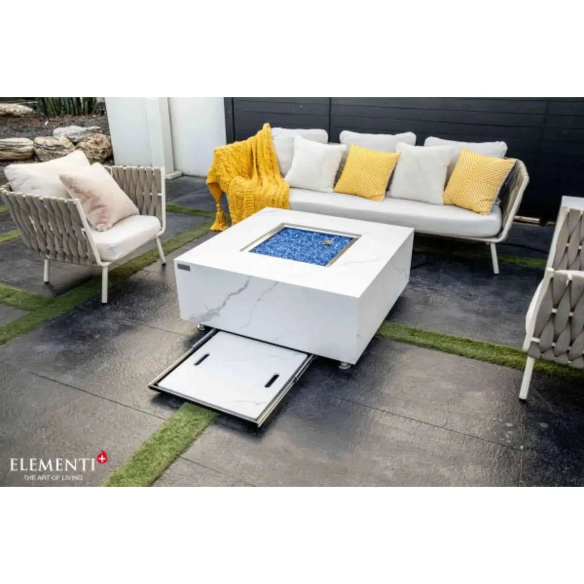 Elementi Plus Sofia Marble Porcelain Fire Table