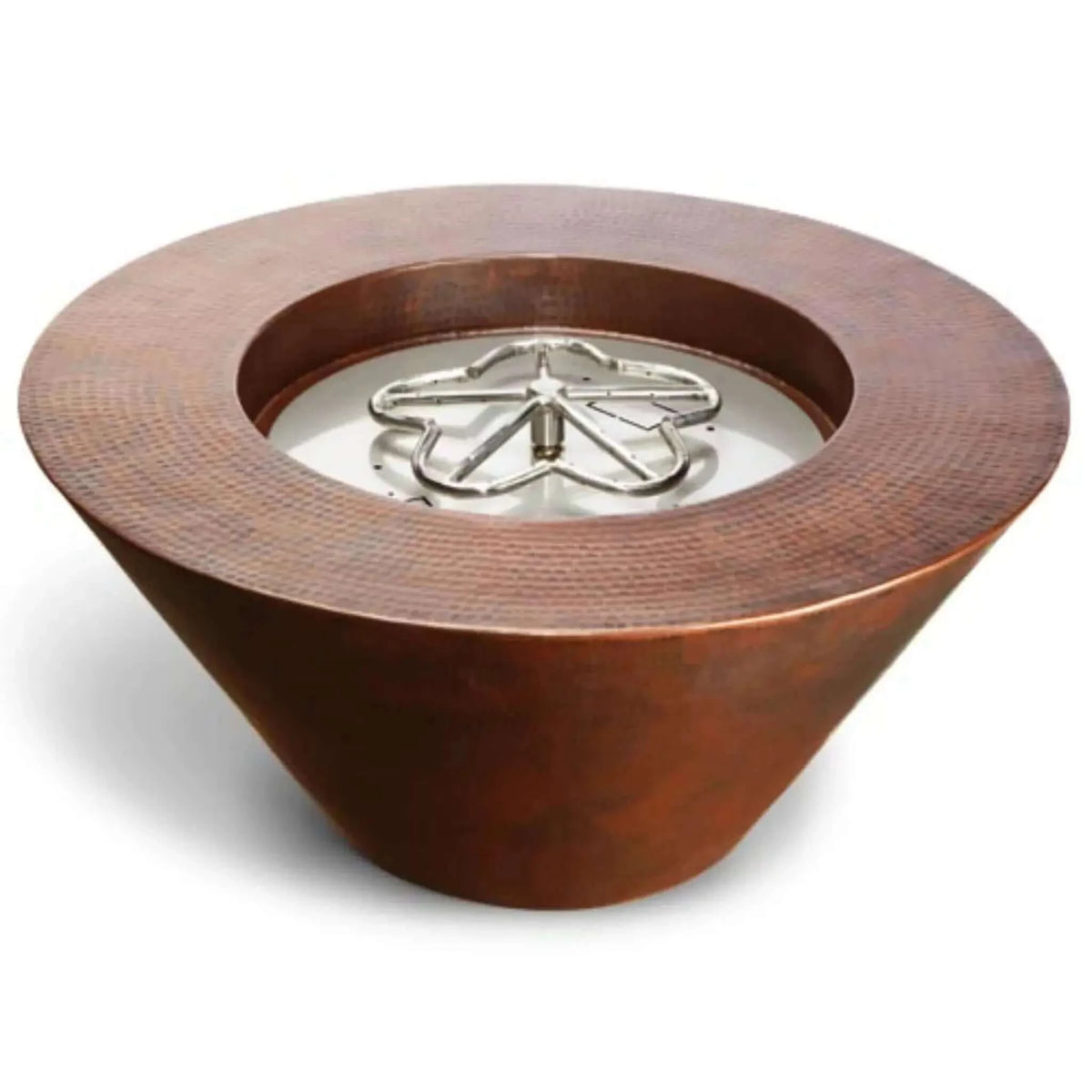 HPC Fire 32" Hammered Mesa Fire Bowl - Copper Finish, Standard Burner