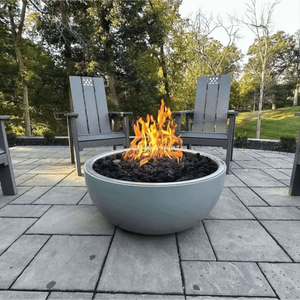 HPC Fire 35" Aluminum Spun Fire Bowl - Walnut Finish, Standard Burner