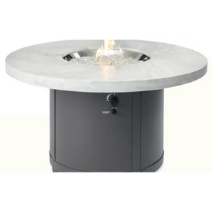 Outdoor GreatRoom Beacon Round Gas Fire Pit Table-White Onyx