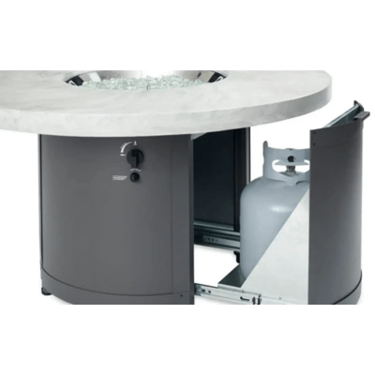 Outdoor GreatRoom Beacon Round Gas Fire Pit Table-White Onyx