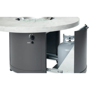 Outdoor GreatRoom Beacon Round Gas Fire Pit Table-White Onyx