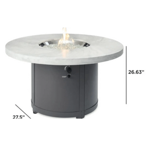 Outdoor GreatRoom Beacon Round Gas Fire Pit Table-White Onyx