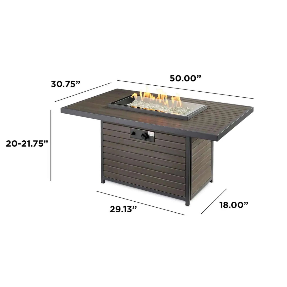 Outdoor GreatRoom Brooks Rectangular Gas Fire Pit Table-Natural Gas