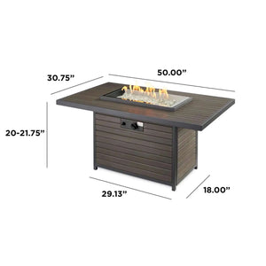 Outdoor GreatRoom Brooks Rectangular Gas Fire Pit Table-Natural Gas