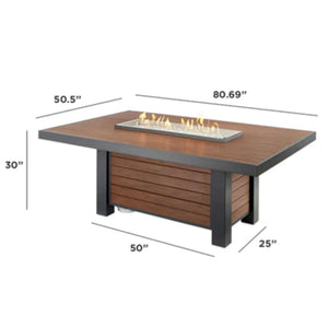 Outdoor GreatRoom Kenwood Linear Dining Height Gas Fire Pit Table-Liquid Propane