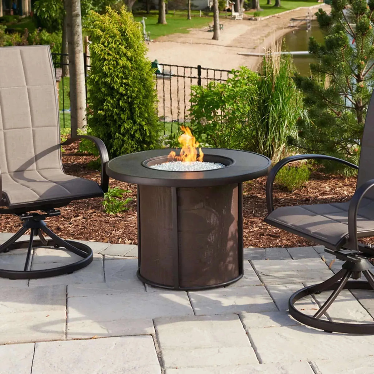 Outdoor GreatRoom Stonefire Round Gas Fire Pit Table-