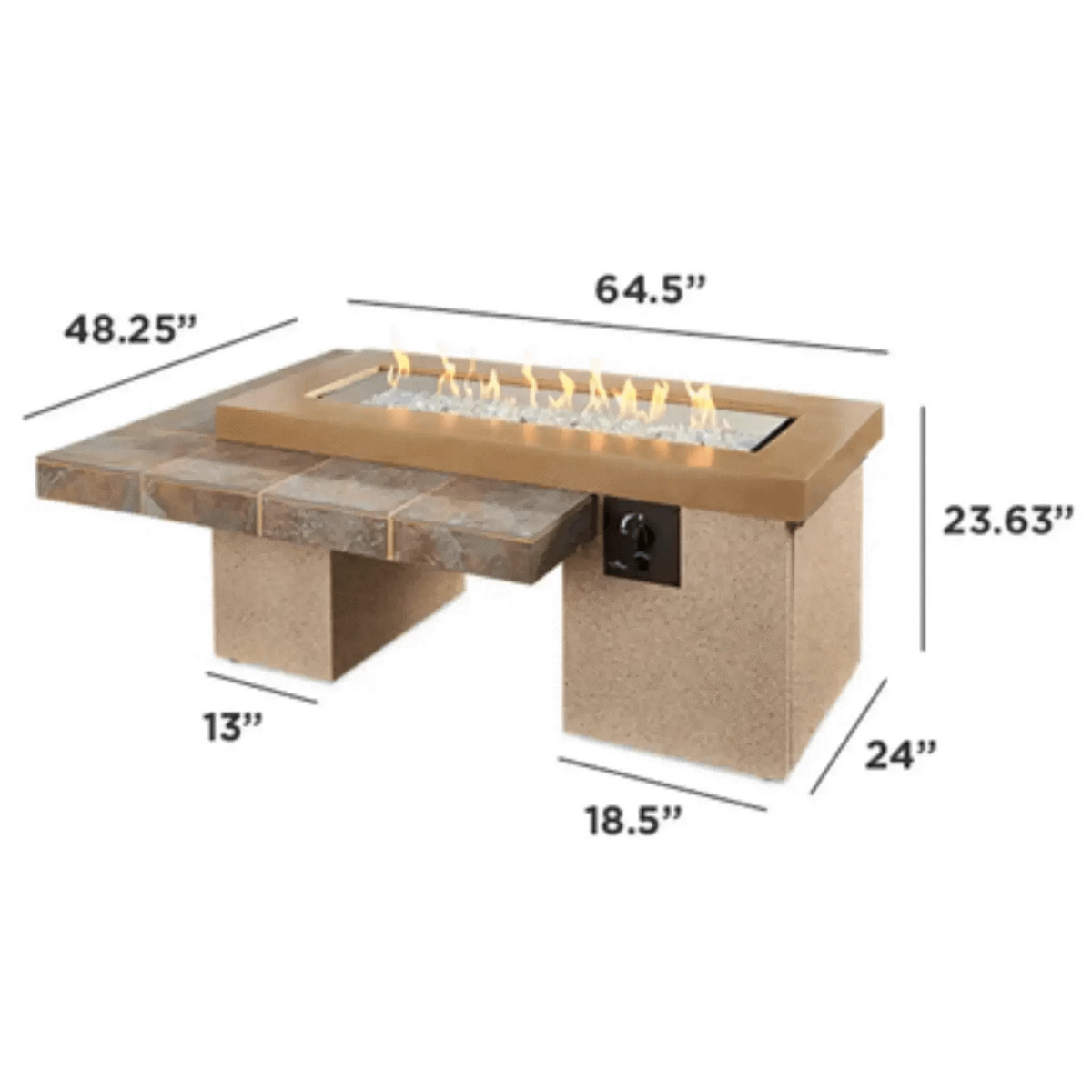 Outdoor GreatRoom Uptown Linear Gas Fire Pit Table-Black