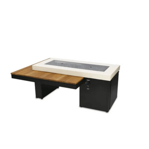 Outdoor GreatRoom Uptown Linear Gas Fire Pit Table-Iroko