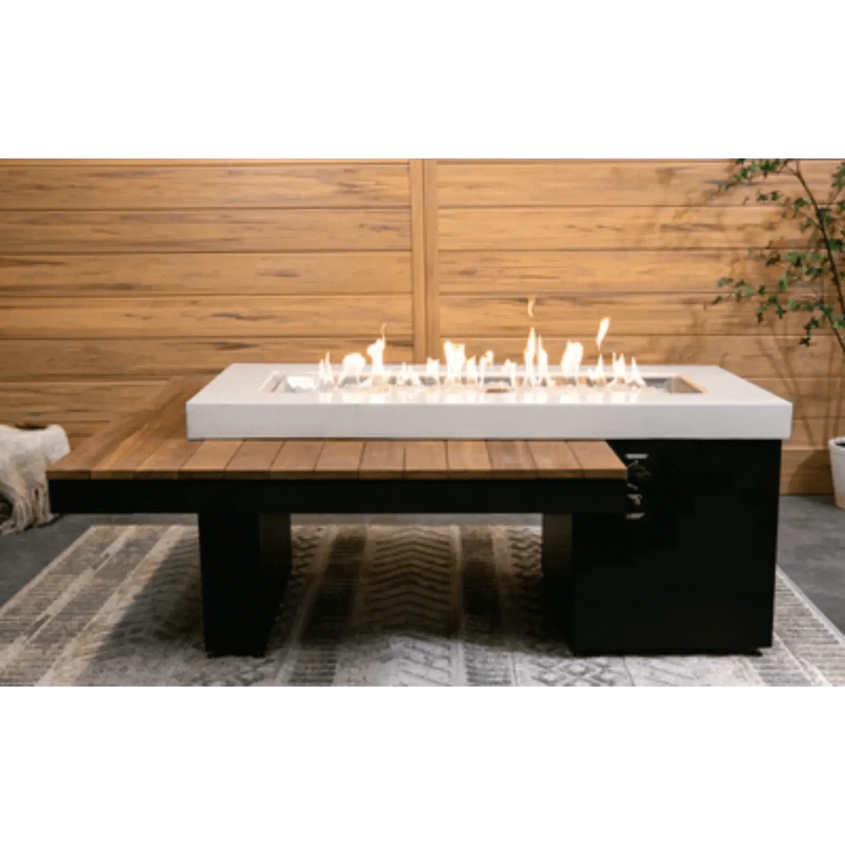 Outdoor GreatRoom Uptown Linear Gas Fire Pit Table-Iroko