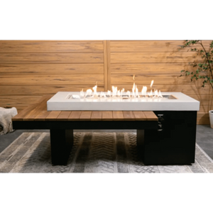 Outdoor GreatRoom Uptown Linear Gas Fire Pit Table-Iroko
