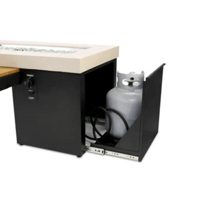 Outdoor GreatRoom Uptown Linear Gas Fire Pit Table-Iroko