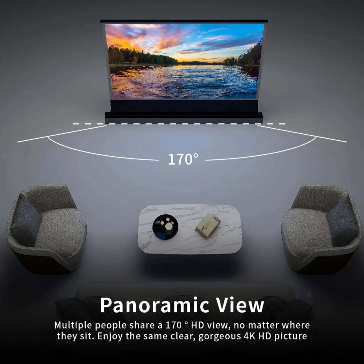 VIVIDSTORM S PRO P Motorized Tension Floor Rising UST ALR Perforated Projector Screen