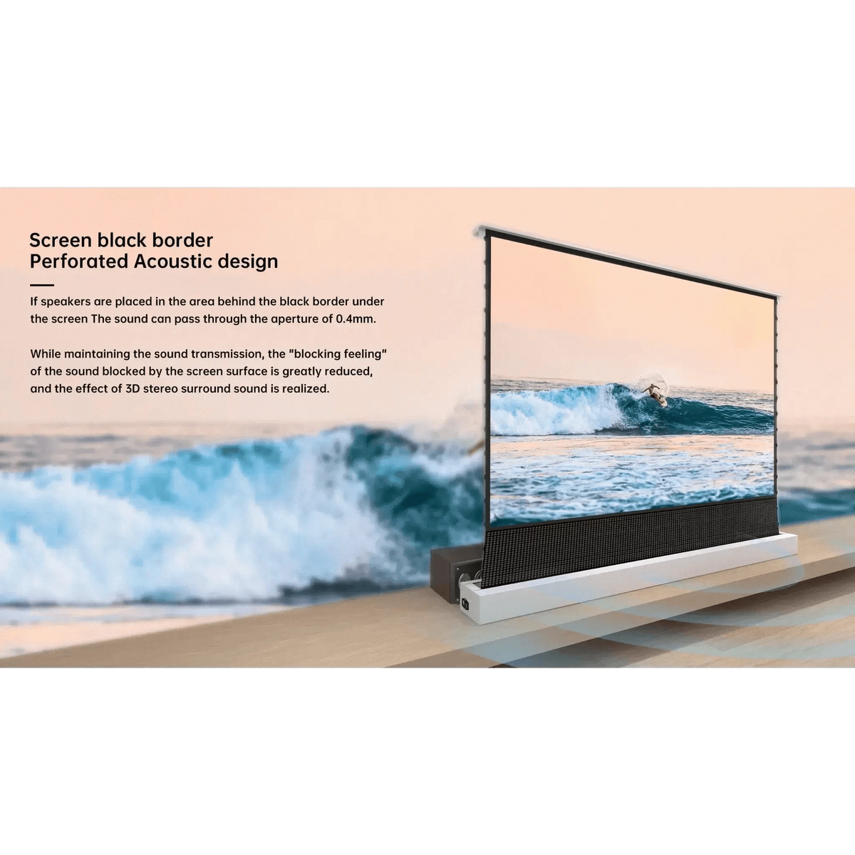 VIVIDSTORM S PRO P Motorized Tension Floor Rising UST ALR Perforated Projector Screen