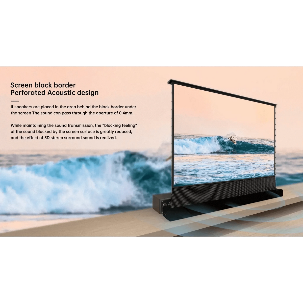 VIVIDSTORM S PRO P Motorized Tension Floor Rising UST ALR Perforated Projector Screen