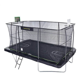 JumpKing 10' X 15' Rectangular Trampoline with Basketball Hoop and Ladder