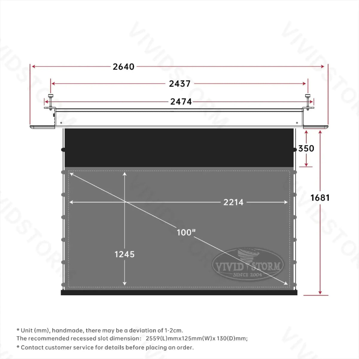 VIVIDSTORM PHANTOM Recessed In-Ceiling Motorized Tension UST ALR Projector Screen