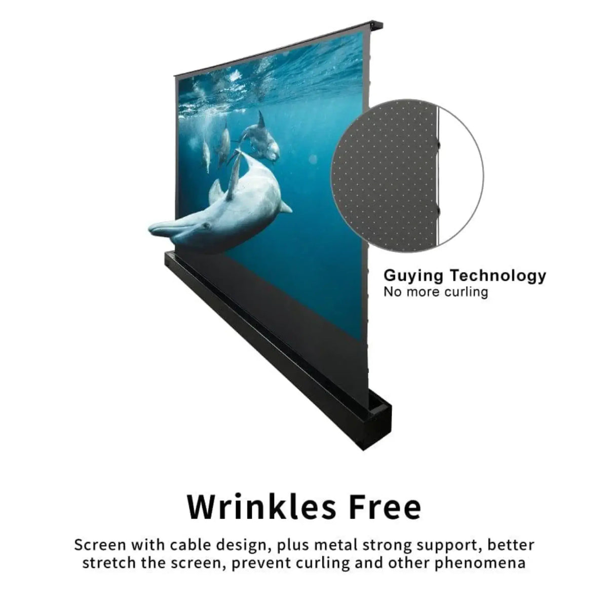 VIVIDSTORM S ALR P Motorized Tension Floor Rising Obsidian Long Throw ALR Perforated Projector Screen