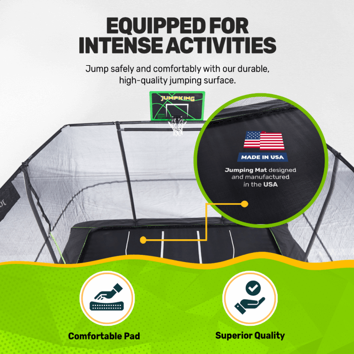 JumpKing 10' X 15' Rectangular Trampoline with Basketball Hoop and Ladder