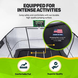 JumpKing 10' X 15' Rectangular Trampoline with Basketball Hoop and Ladder
