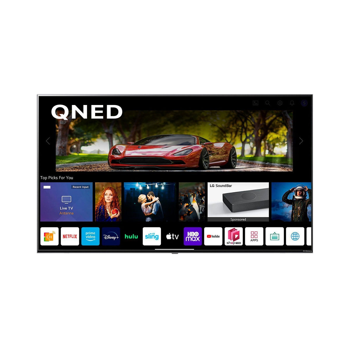 Titan Weatherproof Outdoor TV Full Sun L-200 QNED 4K Smart TV powered by LG WebOS
