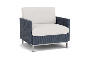 Lloyd Flanders Elements Lounge Chair with Loom Arms and Back Denim Blue