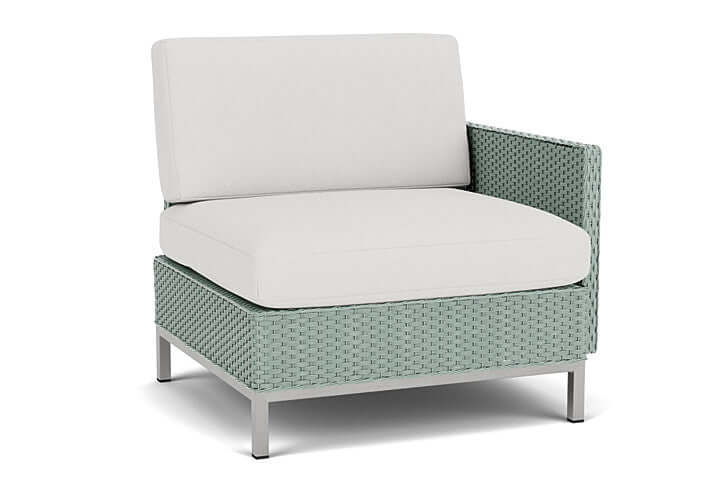 Lloyd Flanders Elements Left Arm Lounge Chair with Loom Arm and Back Sea Glass