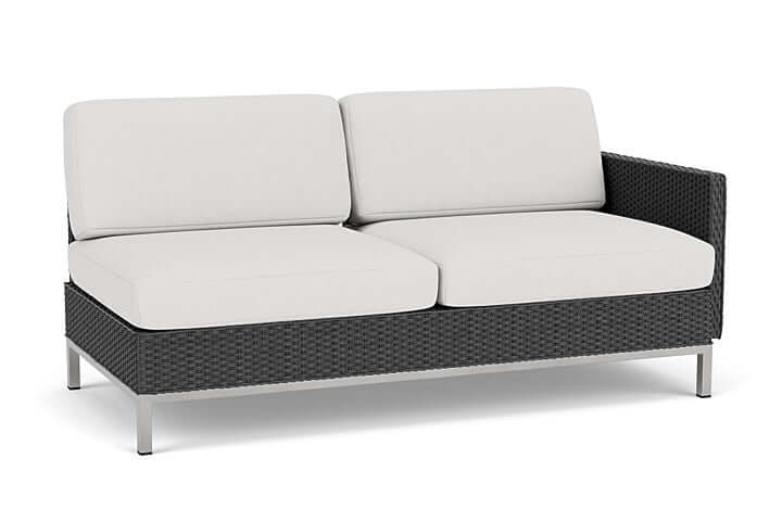 Lloyd Flanders Elements Left Arm Settee with Loom Arm and Back Charcoal