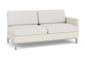 Lloyd Flanders Elements Left Arm Settee with Loom Arm and Back Ivory