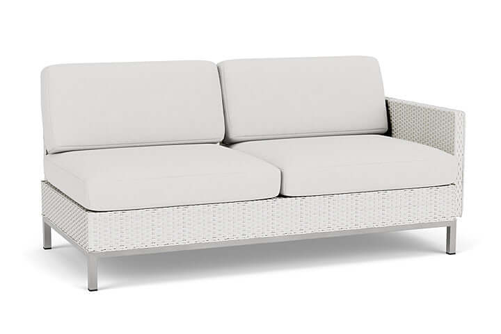 Lloyd Flanders Elements Left Arm Settee with Loom Arm and Back Matte White