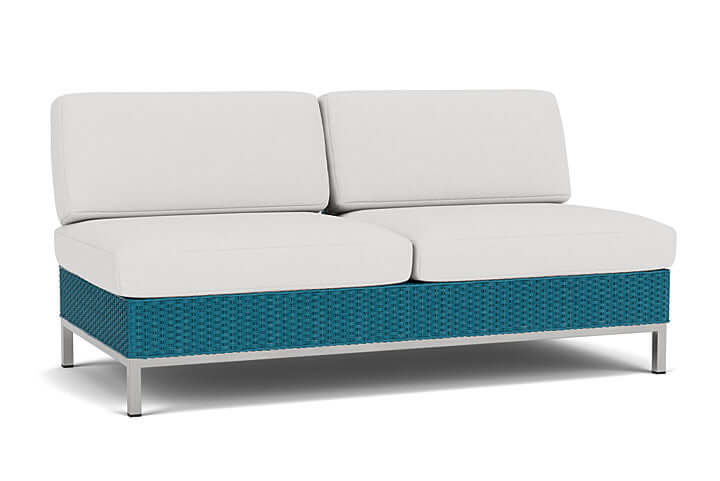 Lloyd Flanders Elements Armless Settee with Loom Back Peacock