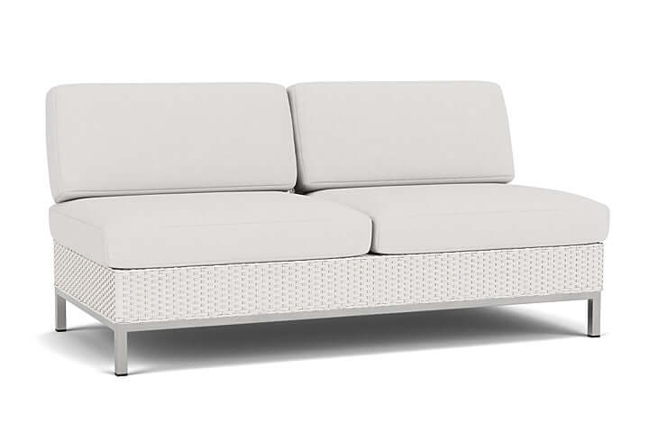 Lloyd Flanders Elements Armless Settee with Loom Back White