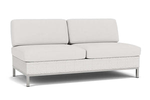 Lloyd Flanders Elements Armless Settee with Loom Back Matte White