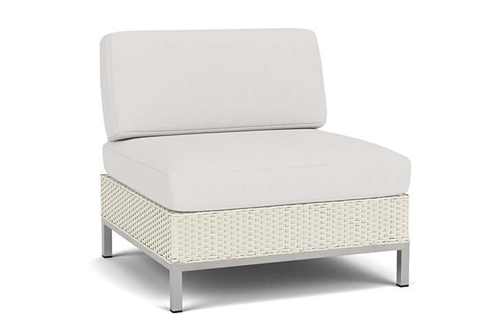 Lloyd Flanders Elements Armless Lounge Chair with Loom Back Ivory