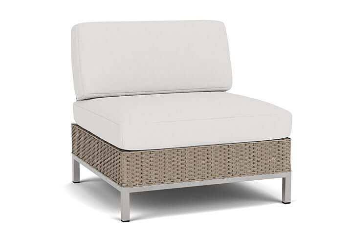 Lloyd Flanders Elements Armless Lounge Chair with Loom Back French Beige