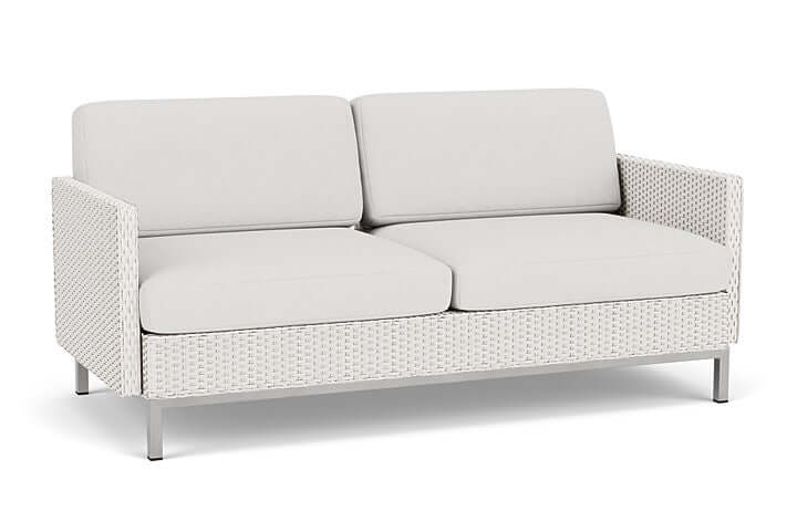 Lloyd Flanders Elements Settee with Loom Arms and Back White