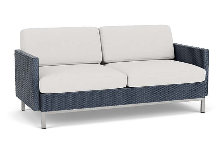 Lloyd Flanders Elements Settee with Loom Arms and Back Denim Blue