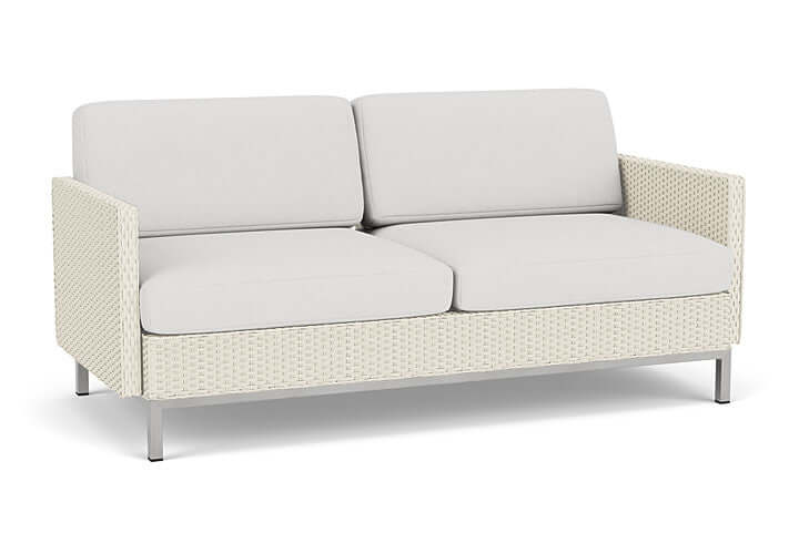 Lloyd Flanders Elements Settee with Loom Arms and Back Ivory