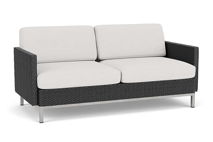 Lloyd Flanders Elements Settee with Loom Arms and Back Charcoal