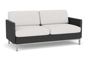 Lloyd Flanders Elements Settee with Loom Arms and Back Charcoal