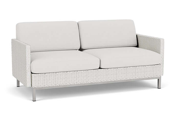 Lloyd Flanders Elements Settee with Loom Arms and Back Matte White