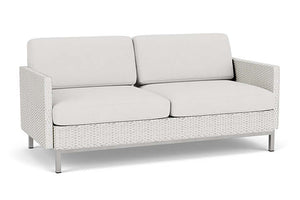 Lloyd Flanders Elements Settee with Loom Arms and Back Matte White
