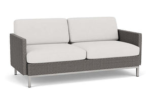 Lloyd Flanders Elements Settee with Loom Arms and Back Pewter