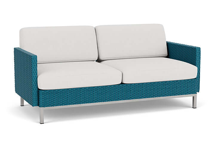 Lloyd Flanders Elements Settee with Loom Arms and Back Peacock