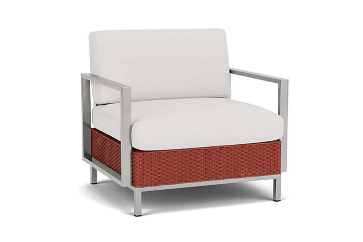 Lloyd Flanders Elements Lounge Chair with Stainless Steel Arms and Back Terracotta