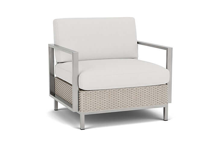 Lloyd Flanders Elements Lounge Chair with Stainless Steel Arms and Back Linen