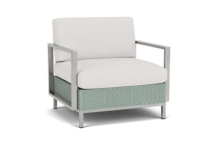 Lloyd Flanders Elements Lounge Chair with Stainless Steel Arms and Back Sea Glass